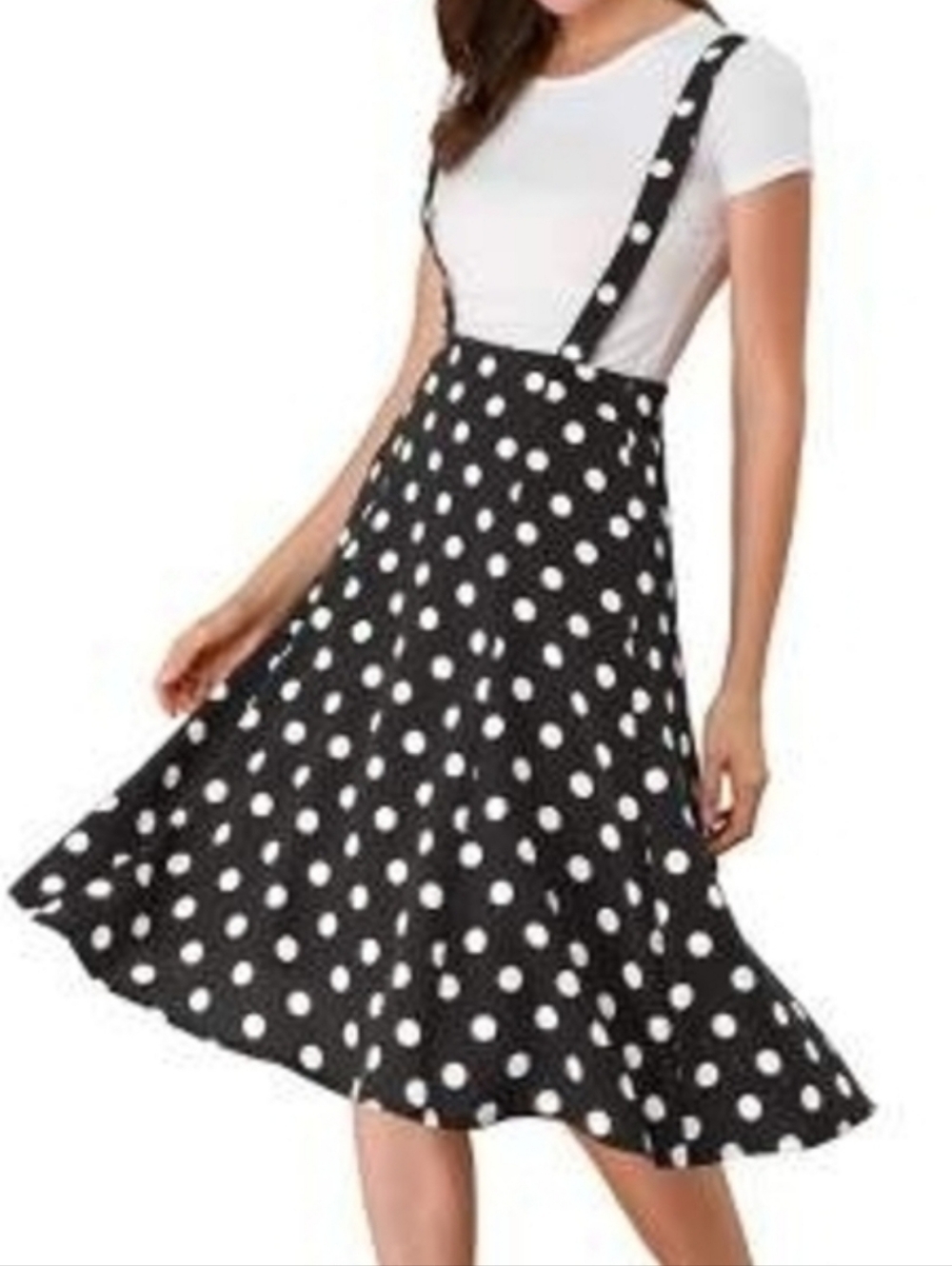 Torrid - Black and White Polka Dot Suspender Skirt